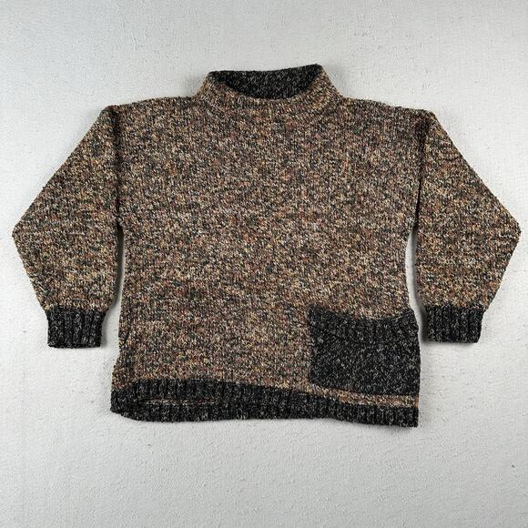 Amy‎ Brill Sweater Women’s L/XL Brown Marled Knit Cotton Chunky Slouchy Pocket - Picture 1 of 16